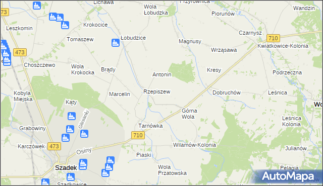 mapa Rzepiszew-Resztówka, Rzepiszew-Resztówka na mapie Targeo