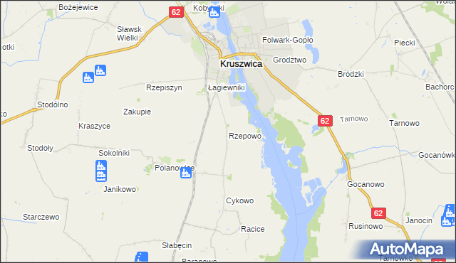 mapa Rzepowo gmina Kruszwica, Rzepowo gmina Kruszwica na mapie Targeo