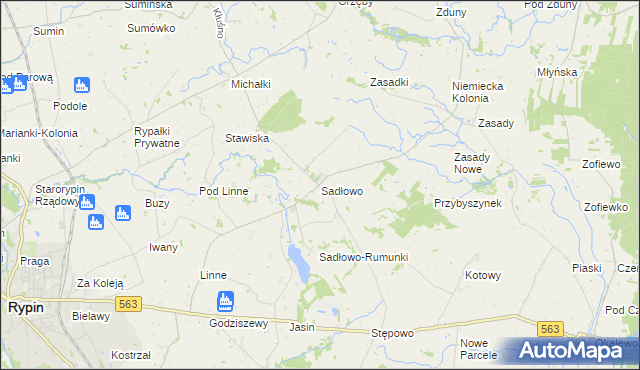 mapa Sadłowo gmina Rypin, Sadłowo gmina Rypin na mapie Targeo