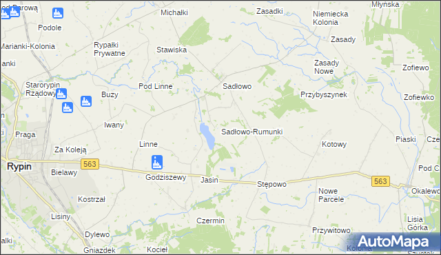 mapa Sadłowo-Rumunki, Sadłowo-Rumunki na mapie Targeo