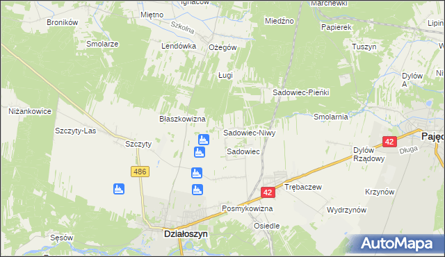 mapa Sadowiec-Niwy, Sadowiec-Niwy na mapie Targeo