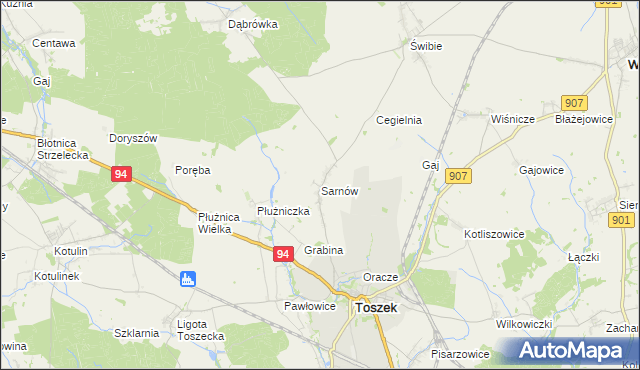 mapa Sarnów gmina Toszek, Sarnów gmina Toszek na mapie Targeo