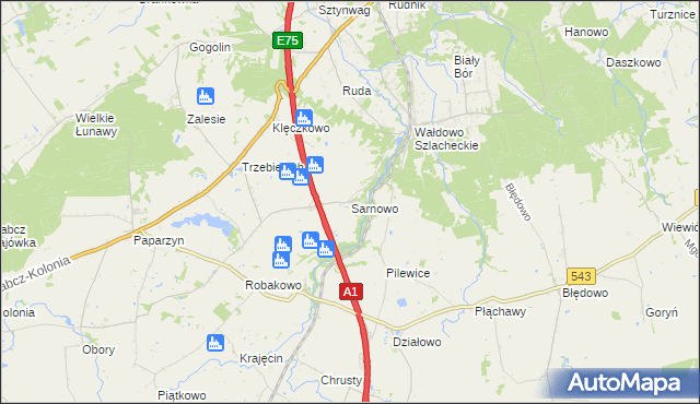 mapa Sarnowo gmina Stolno, Sarnowo gmina Stolno na mapie Targeo