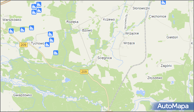 mapa Ścięgnica, Ścięgnica na mapie Targeo