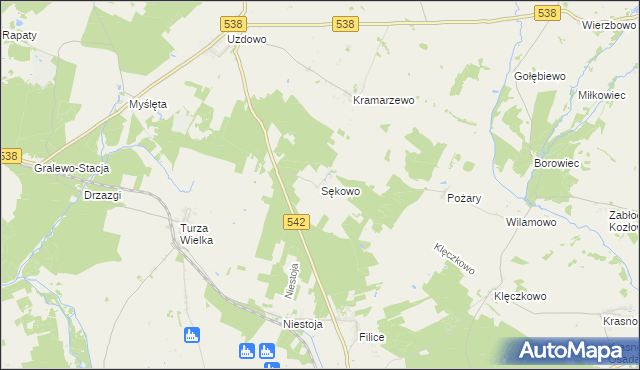 mapa Sękowo gmina Działdowo, Sękowo gmina Działdowo na mapie Targeo