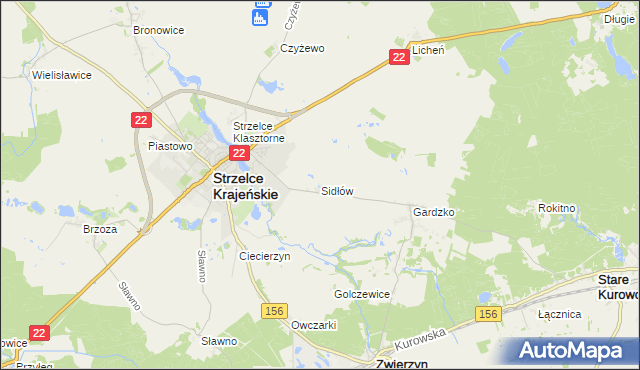 mapa Sidłów, Sidłów na mapie Targeo