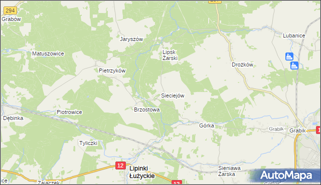 mapa Sieciejów, Sieciejów na mapie Targeo