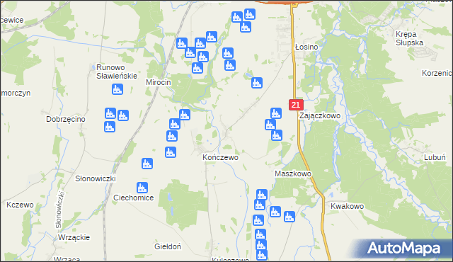 mapa Sierakowo Słupskie, Sierakowo Słupskie na mapie Targeo