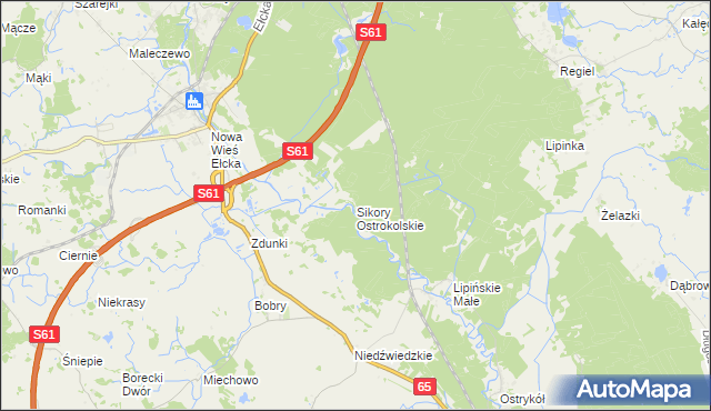 mapa Sikory Ostrokolskie, Sikory Ostrokolskie na mapie Targeo