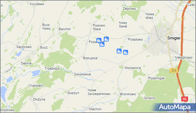 mapa Sikorzyn gmina Śmigiel, Sikorzyn gmina Śmigiel na mapie Targeo