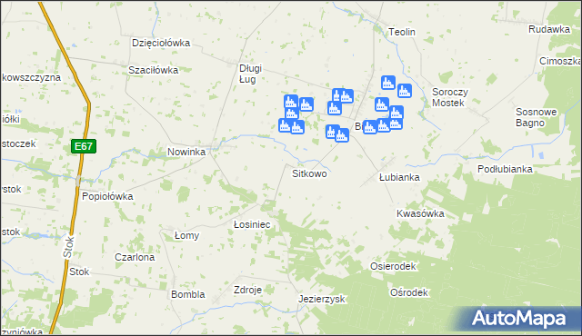 mapa Sitkowo, Sitkowo na mapie Targeo