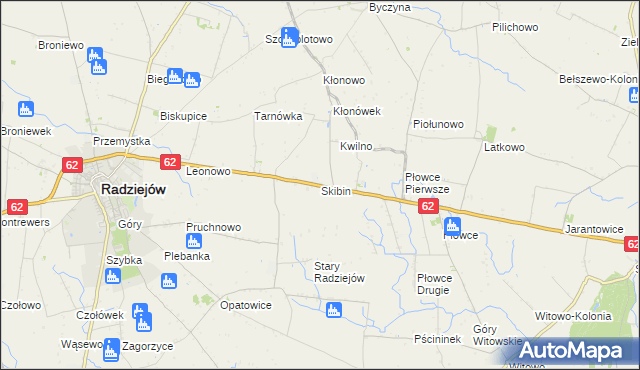 mapa Skibin gmina Radziejów, Skibin gmina Radziejów na mapie Targeo