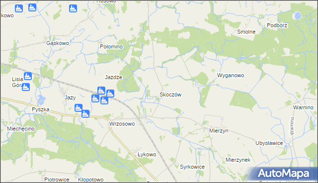 mapa Skoczów gmina Dygowo, Skoczów gmina Dygowo na mapie Targeo