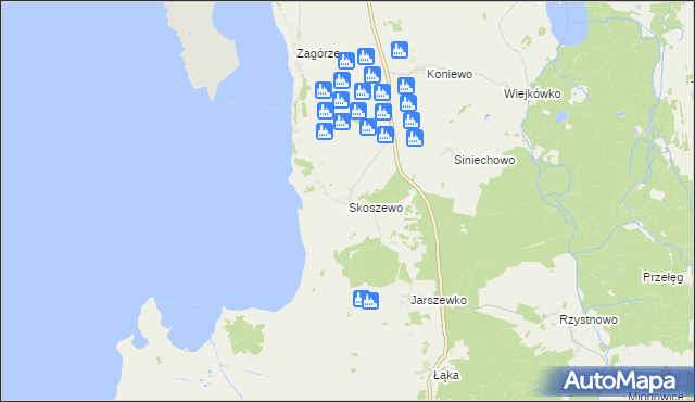 mapa Skoszewo gmina Wolin, Skoszewo gmina Wolin na mapie Targeo