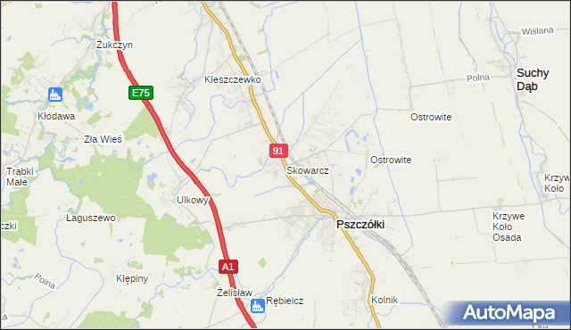 mapa Skowarcz, Skowarcz na mapie Targeo