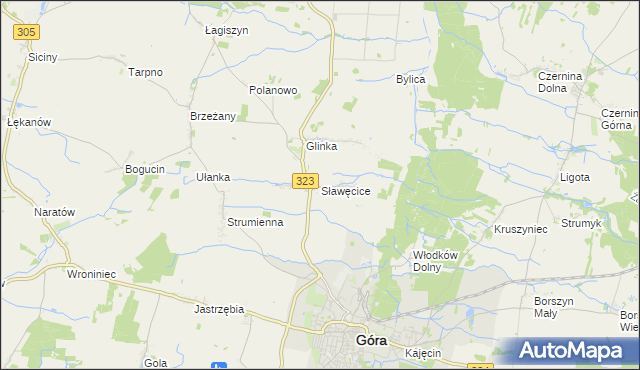 mapa Sławęcice gmina Góra, Sławęcice gmina Góra na mapie Targeo