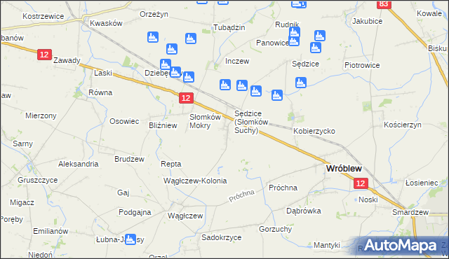 mapa Słomków Suchy, Słomków Suchy na mapie Targeo