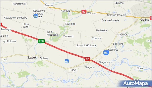 mapa Sługocin-Kolonia, Sługocin-Kolonia na mapie Targeo