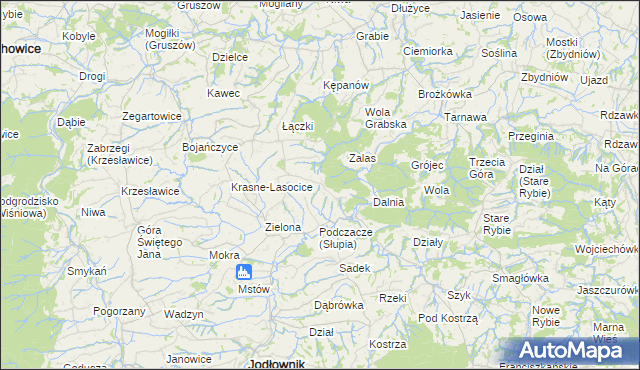 mapa Słupia gmina Jodłownik, Słupia gmina Jodłownik na mapie Targeo