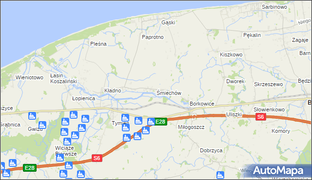 mapa Śmiechów, Śmiechów na mapie Targeo