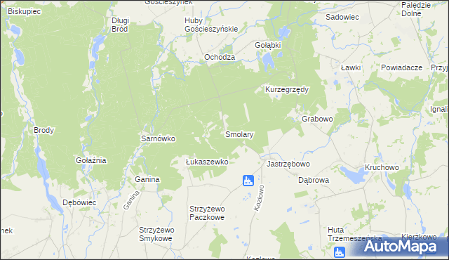 mapa Smolary gmina Trzemeszno, Smolary gmina Trzemeszno na mapie Targeo