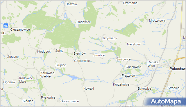 mapa Smolice gmina Pakosławice, Smolice gmina Pakosławice na mapie Targeo