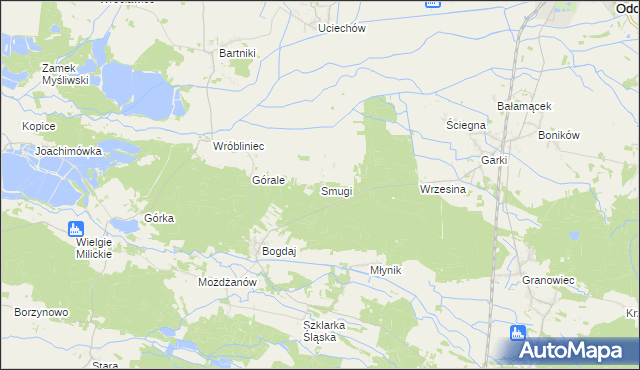 mapa Smugi gmina Sośnie, Smugi gmina Sośnie na mapie Targeo