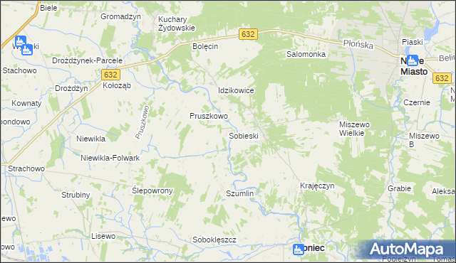 mapa Sobieski gmina Joniec, Sobieski gmina Joniec na mapie Targeo