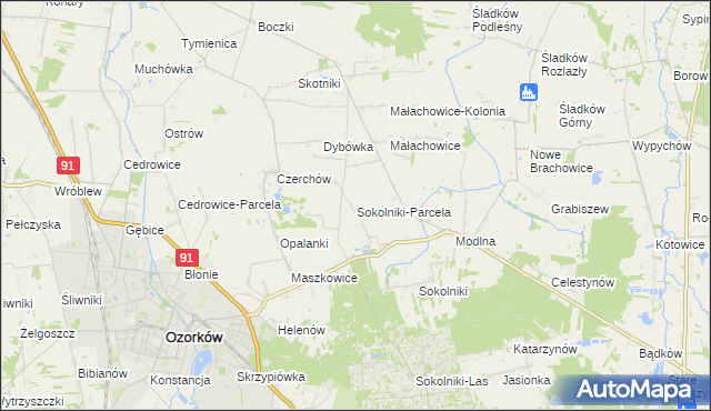 mapa Sokolniki-Parcela, Sokolniki-Parcela na mapie Targeo