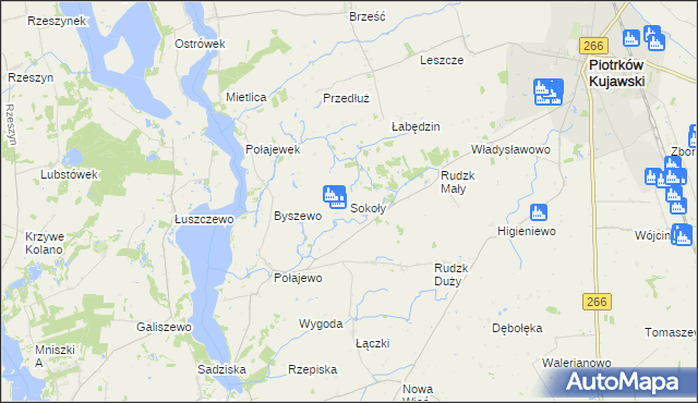 mapa Sokoły gmina Piotrków Kujawski, Sokoły gmina Piotrków Kujawski na mapie Targeo