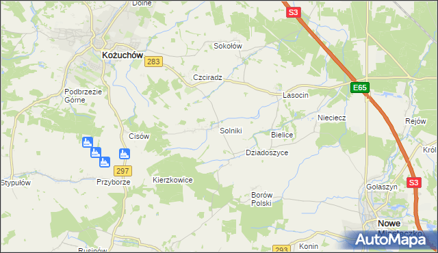 mapa Solniki gmina Kożuchów, Solniki gmina Kożuchów na mapie Targeo