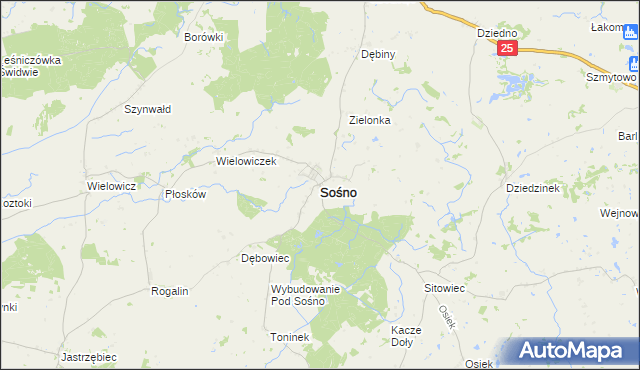mapa Sośno, Sośno na mapie Targeo