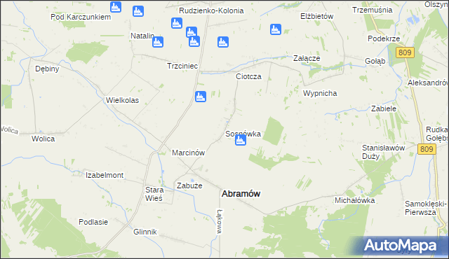 mapa Sosnówka gmina Abramów, Sosnówka gmina Abramów na mapie Targeo