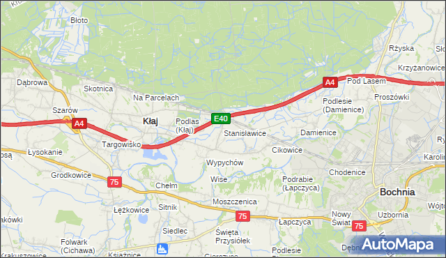 mapa Stanisławice gmina Bochnia, Stanisławice gmina Bochnia na mapie Targeo