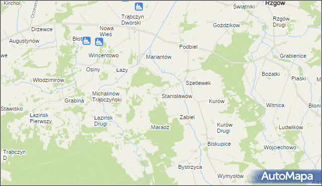 mapa Stanisławów gmina Zagórów, Stanisławów gmina Zagórów na mapie Targeo
