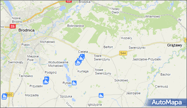 mapa Stare Świerczyny, Stare Świerczyny na mapie Targeo