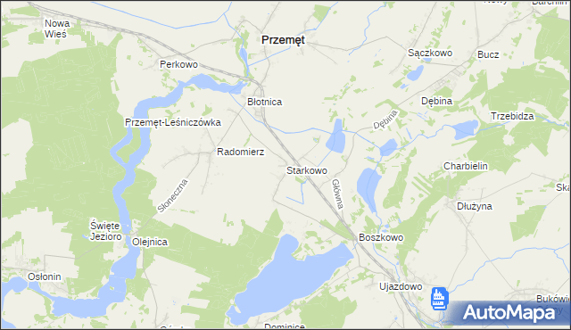 mapa Starkowo gmina Przemęt, Starkowo gmina Przemęt na mapie Targeo