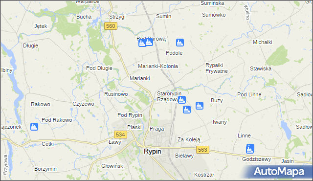 mapa Starorypin Rządowy, Starorypin Rządowy na mapie Targeo