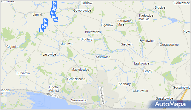 mapa Starowice gmina Otmuchów, Starowice gmina Otmuchów na mapie Targeo