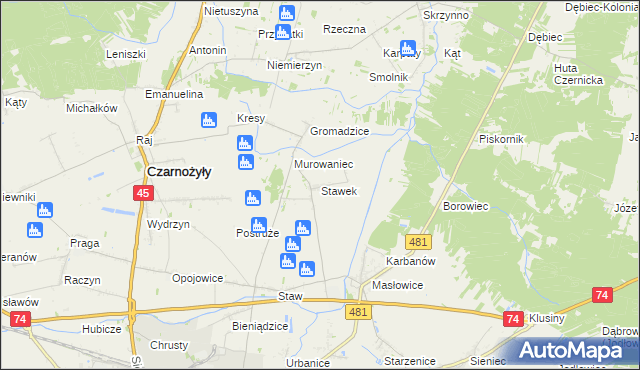 mapa Stawek gmina Czarnożyły, Stawek gmina Czarnożyły na mapie Targeo