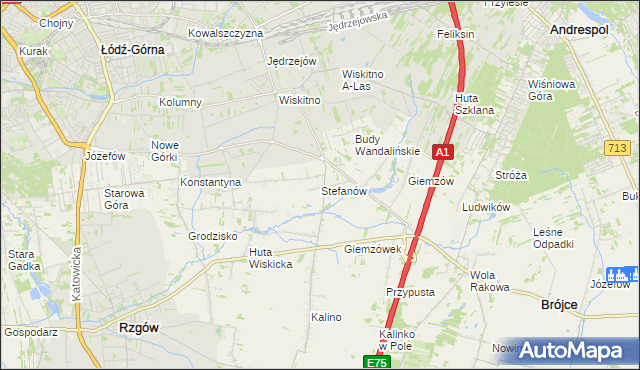 mapa Stefanów gmina Brójce, Stefanów gmina Brójce na mapie Targeo