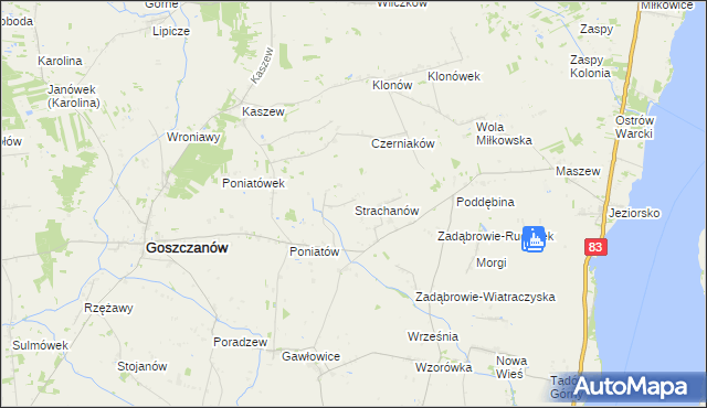 mapa Strachanów, Strachanów na mapie Targeo