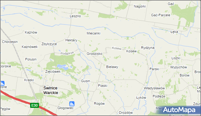 mapa Strachów gmina Świnice Warckie, Strachów gmina Świnice Warckie na mapie Targeo