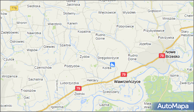 mapa Stręgoborzyce, Stręgoborzyce na mapie Targeo