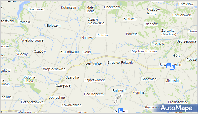 mapa Strupice gmina Waśniów, Strupice gmina Waśniów na mapie Targeo