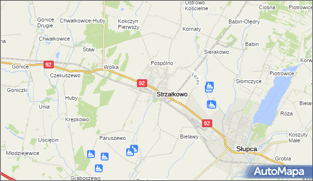 mapa Strzałkowo powiat słupecki, Strzałkowo powiat słupecki na mapie Targeo