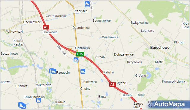 mapa Strzały, Strzały na mapie Targeo