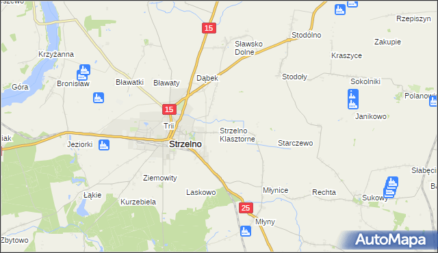 mapa Strzelno Klasztorne, Strzelno Klasztorne na mapie Targeo