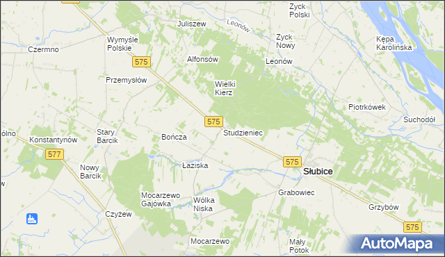 mapa Studzieniec gmina Słubice, Studzieniec gmina Słubice na mapie Targeo