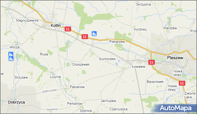 mapa Suchorzew, Suchorzew na mapie Targeo